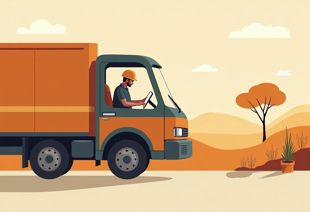Chauffeur de camion vérifiant son itinéraire