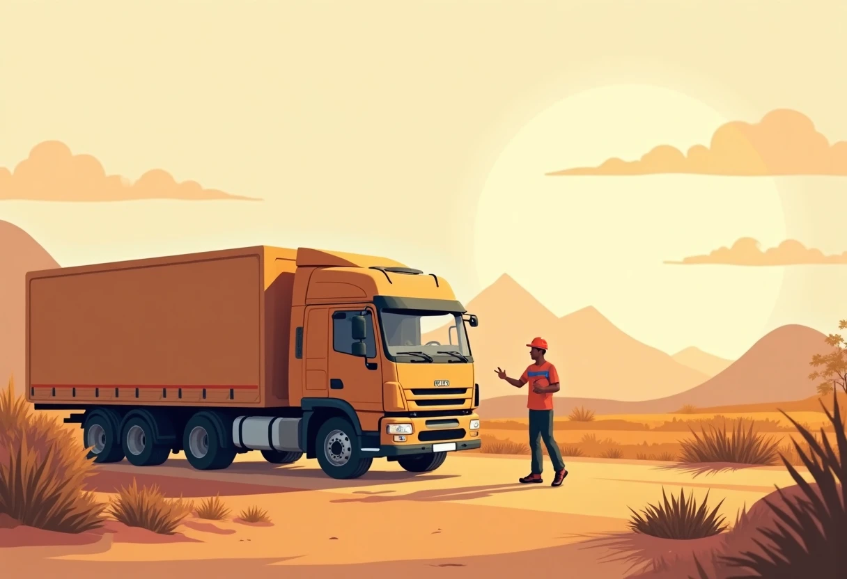 Chauffeur de camion heureux sur la route
