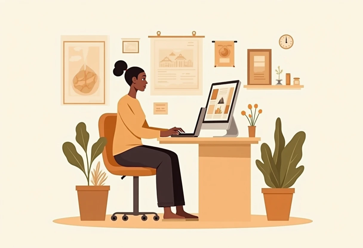 Remote customer service work illustration