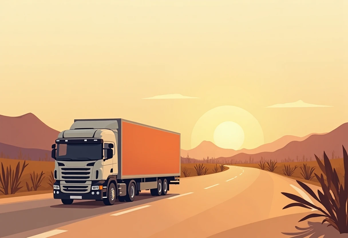 Moderner LKW vor Logistikzentrum