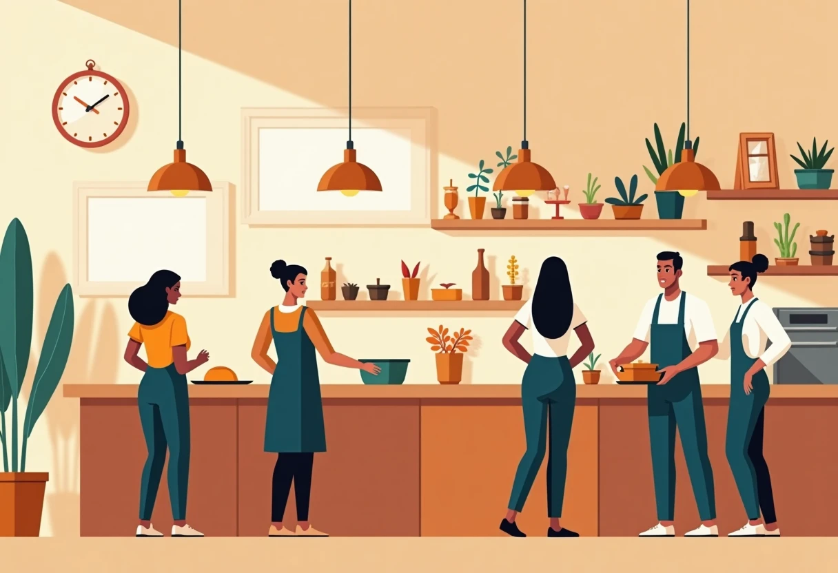 Hospitality team in a bustling restaurant