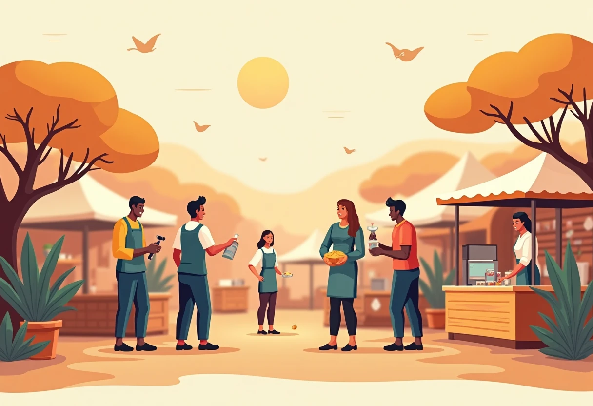 South African market with chefs