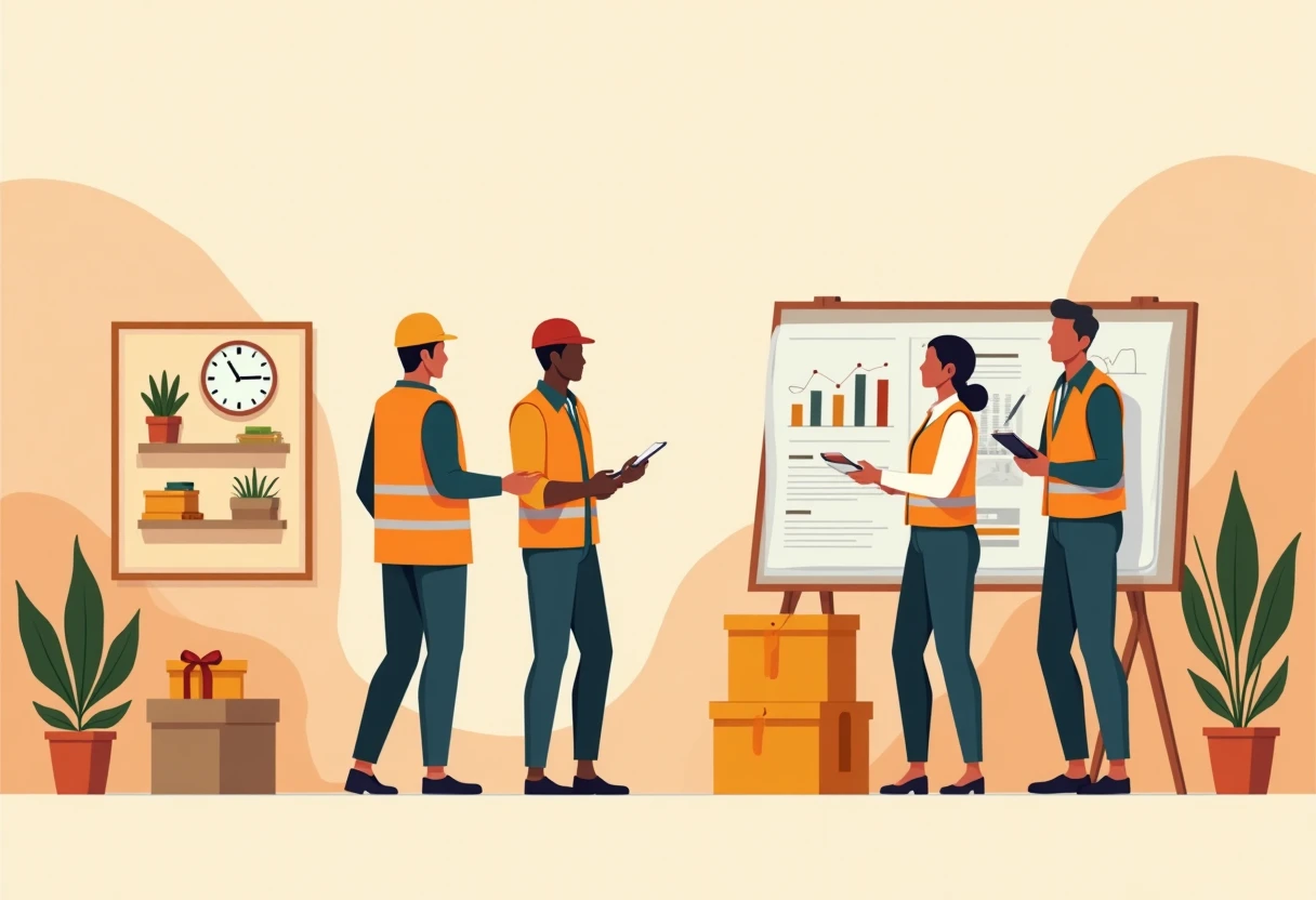 Lavoratori discutono di logistica