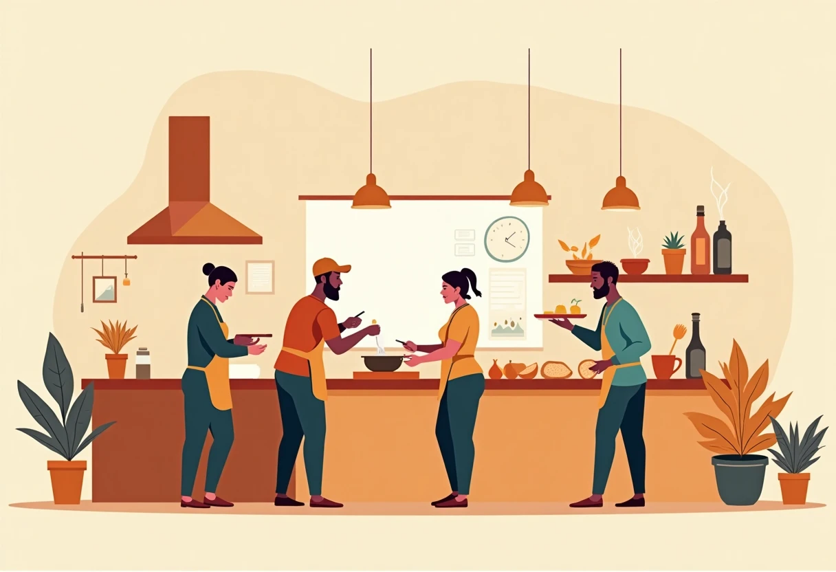 Travail d'équipe en cuisine