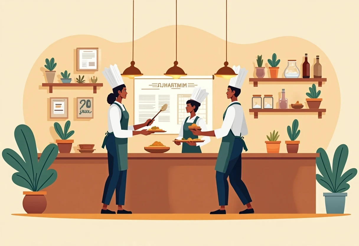 Team collaboration in a kitchen