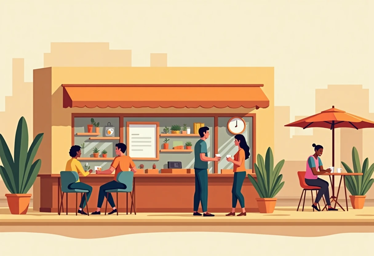 Belebtes Straßencafé in Südafrika